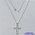 GARGANTILHA FOLHEADA A PRATA COM 50 MILÉSIMOS + VERNIZ DIAMOND - GARGANTILHA CORRENTE 60CM PINGENTE CRUCIFIXO ESCRITO JESUS 21X26MM - FECHO LAGOSTA PRA309 - Imagem 1
