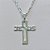 GARGANTILHA FOLHEADA A PRATA COM 50 MILÉSIMOS + VERNIZ DIAMOND - GARGANTILHA CORRENTE 60CM PINGENTE CRUCIFIXO ESCRITO JESUS 21X26MM - FECHO LAGOSTA PRA309 - Imagem 2