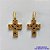 BRINCO FOLHEADO A OURO - BANHADO COM 5 MILÉSIMOS + VERNIZ DIAMOND - BRINCO DE PINO CRUCIFIXO COM MICRO ZIRCÔNIAS 9X15MM - OURO294 - Imagem 1