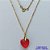 GARGANTILHA NO BRUTO PRONTA PARA O BANHO(CX114) - GARGANTILHA COM CORRENTE CADEADO 45CM E PINGENTE EM CRISTAL VERMELHO 14X14MM - PESO TOTAL 3,2GR - BRU14657 - Imagem 1