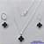 CONJUNTO FOLHEADO A PRATA COM 50 MILÉSIMOS  + VERNIZ DIAMOND CORRENTE VENEZIANA 45CM PINGENTE TREVO PRETO 10MM E  BRINCOS COM ARGOLA DE PRESSÃO TREVO PRETO 10MM PRA316 - Imagem 1