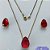 CONJUNTO NO BRUTO PRONTO PARA O BANHO(CX107) - CONJUNTO COM BRINCOS DE PINO 10X14MM E PINGENTE BASE EM ALTA FUSÃO E PEDRA EM ZIRCÔNIA 13X18MM VERMELHO - PESO TOTAL 8,9GR - BRU14804 - Imagem 1