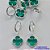 BRINCO FOLHEADO A PRATA COM 50 MILÉSIMOS + VERNIZ DIAMOND - BRINCO ARGOLINHA DE PRESSÃO (TRANQUETA) TIPO VAN CLEEF VERDE VIDRO 10MM PRA381 - Imagem 1