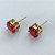 CONJUNTO NO BRUTO PRONTO PARA O BANHO - CONJUNTO ALTA FUSÃO COM BRINCOS DE PINO 10X10MM E PINGENTE COM PEDRA EM ZIRCÔNIA 12X12MM VERMELHO - PESO TOTAL 5,8GR - BRU14913 - Imagem 2