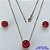 CONJUNTO NO BRUTO PRONTO PARA O BANHO - CONJUNTO ALTA FUSÃO COM BRINCOS DE PINO 10X10MM E PINGENTE COM PEDRA EM ZIRCÔNIA 12X12MM VERMELHO - PESO TOTAL 5,8GR - BRU14913 - Imagem 1
