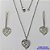 CONJUNTO EM AÇO INOXIDÁVEL - CORRENTE 50CM (AÇO03) (CX.120)  BRINCO DE PINO COM BASE COMPRIDA E PINGENTE CORAÇÕES DETALHES VAZADOS 19MM - COMPOSIÇÃO: AÇO INOXIDÁVEL - AÇO2006 - Imagem 1