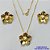CONJUNTO FOLHEADO A OURO(CJA812) - BANHADO COM 5 MILÉSIMOS + VERNIZ DIAMOND - CONJUNTO COM CORRENTE VENEZIANA 45CM E BRINCOS DE PINO COM PINGENTES FLOR COM PÉROLA- OURO304 - Imagem 1