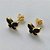 CONJUNTO FOLHEADO A OURO(CJA1056) - BANHADO COM 5 MILÉSIMOS + VERNIZ DIAMOND - CONJUNTO COM CORRENTE VENEZIANA 45CM E BRINCOS DE PINO COM PINGENTE BORBOLETA PRETA 13MM- OURO308 - Imagem 2