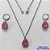 CONJUNTO EM AÇO INOXIDÁVEL -  (CX.60)  CONJUNTO CORRENTE (03) 50CM E BRINCO ARGOLINHA DE PRESSÃO COM PINGENTE DRUSA ROSA 10X14- COMPOSIÇÃO: AÇO INOXIDÁVEL - AÇO2015 - Imagem 1