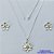 CONJUNTO FOLHEADO A PRATA COM 50 MILÉSIMOS + VERNIZ DIAMOND - CONJUNTO COM CORRENTE VENEZIANA 45CM - BRINCOS DE PINO E PINGENTES EM FLORES COM PEDRA EM ZIRCÔNIA CRISTAL 19X22MM - PRA450 - Imagem 1