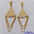 BRINCO FOLHEADO A OURO - BANHADO COM 5 MILÉSIMOS + VERNIZ DIAMOND -  BRINCO DE PINO COM BASE LISA FORMATO LEQUE COM CORRENTE 40MM - OURO310 - Imagem 1