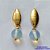 BRINCO FOLHEADO A OURO - BANHADO COM 5 MILÉSIMOS + VERNIZ DIAMOND -  BRINCO DE PINO BASE LISA COM PEDRA OPALA 30MM - OURO314 - Imagem 1