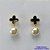 BRINCO FOLHEADO A OURO - BANHADO COM 5 MILÉSIMOS + VERNIZ DIAMOND(BIJ644) -  BRINCO DE PINO VAN CLEEF PRETO E PÉROLA 16MM - OURO322 - Imagem 1