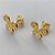 BRINCO FOLHEADO A OURO - BANHADO COM 5 MILÉSIMOS + VERNIZ DIAMOND(BRD9013) -  BRINCO DE PINO BORBOLETA 12MM - OURO324 - Imagem 2