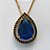 GARGANTILHA NO BRUTO PRONTO PARA O BANHO - GARGANTILHA COM CORRENTE VENEZIANA 45CM - PINGENTE COM BASE CRAVEJADA EM MICROS ZIRCÔNIAS NEGRAS E PEDRA EM ZIRCÔNIA AZUL 10X14MM - PESO TOTAL 4GR - BRU15096 - Imagem 2