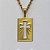 GARGANTILHA NO BRUTO PRONTA PARA O BANHO - (E3363)  (CX.143)  GARGANTILHA COM CORRENTE 60CM (MCT2) E PINGENTE PLACA COM CRUCIFIXO VAZADO 20X25MM - COMPOSIÇÃO: 100% LATÃO - PESO TOTAL 9,2GR - BRU15143 - Imagem 2