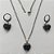 CONJUNTO EM AÇO INOXIDÁVEL - (AÇO03) - (CX.75)  CONJUNTO COM CORRENTE 50CM E BRINCOS ARGOLINHA DE PRESSÃO COM PINGENTES CORAÇÃO EM CRISTAL COM GLITTER PRETO 12MM - COMPOSIÇÃO: AÇO INOXIDÁVEL - AÇO2091 - Imagem 1
