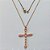 GARGANTILHA NO BRUTO PRONTO PARA O BANHO(CX63) - GARGANTILHA COM CORRENTE VENEZIANA 45CM - PINGENTE CRUCIFIXO COM ZIRCÔNIAS ROSA 28X40MM - PESO TOTAL 4,7GR - BRU15541 - Imagem 1