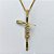 GARGANTILHA NO BRUTO PRONTO PARA O BANHO(CX63) - GARGANTILHA COM CORRENTE VENEZIANA 45CM - PINGENTE CRUCIFIXO COM ZIRCÔNIAS COLORIDAS ESCRITO JESUS 18X38MM - PESO TOTAL 3,1GR - BRU15545 - Imagem 2