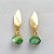 BRINCO FOLHEADO A OURO - BANHADO COM 5 MILÉSIMOS + VERNIZ DIAMOND - BRINCO DE PINO BASE FOLHA E PEDRA DE CRISTAL LEITOSA VERDE 31MM - OURO362 - Imagem 1