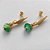 BRINCO FOLHEADO A OURO - BANHADO COM 5 MILÉSIMOS + VERNIZ DIAMOND - BRINCO DE PINO BASE FOLHA E PEDRA DE CRISTAL LEITOSA VERDE 31MM - OURO362 - Imagem 2