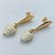 BRINCO FOLHEADO A OURO - BANHADO COM 5 MILÉSIMOS + VERNIZ DIAMOND - BRINCO DE PINO BASE OVAL E PEDRA HOWLITA CORAÇÃO BRANCA 43MM - OURO365 - Imagem 2