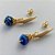 BRINCO FOLHEADO A OURO - BANHADO COM 5 MILÉSIMOS + VERNIZ DIAMOND - BRINCO DE PINO BASE FOLHA E PEDRA DE CRISTAL LEITOSA AZUL 31MM - OURO366 - Imagem 2