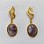 BRINCO FOLHEADO A OURO - BANHADO COM 5 MILÉSIMOS + VERNIZ DIAMOND - BRINCO DE PINO BASE VAZADA E PEDRA NATURAL AMETISTA 49MM - OURO367 - Imagem 1