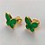 BRINCO FOLHEADO A OURO - BANHADO COM 5 MILÉSIMOS + VERNIZ DIAMOND - (BRJ4094) BRINCO DE PINO BORBOLETA VERDE 14MM - OURO373 - Imagem 2