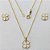 CONJUNTO FOLHEADO A OURO - BANHADO COM 5 MILÉSIMOS + VERNIZ DIAMOND - (CJB919) CONJUNTO COM BRINCOS DE PINO TREVO E PINGENTE TREVO BRANCO 11MM - OURO383 - Imagem 1