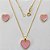 CONJUNTO FOLHEADO A OURO - BANHADO COM 5 MILÉSIMOS + VERNIZ DIAMOND - (CJDK01) CONJUNTO COM BRINCOS DE PINO CORAÇÃO ESMALTADO E PINGENTE CORAÇÃO ESMALTADO ROSA 15MM - OURO386 - Imagem 1