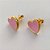CONJUNTO FOLHEADO A OURO - BANHADO COM 5 MILÉSIMOS + VERNIZ DIAMOND - (CJDK01) CONJUNTO COM BRINCOS DE PINO CORAÇÃO ESMALTADO E PINGENTE CORAÇÃO ESMALTADO ROSA 15MM - OURO386 - Imagem 2