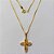 GARGANTILHA FOLHEADA A OURO - BANHADO COM 5 MILÉSIMOS + VERNIZ DIAMOND - CORRENTE VENEZIANA 45CM E PINGENTE CRUCIFIXO CRAVEJADO EM MICROS ZIRCÔNIAS 24MM - FECHO REDONDO - OURO417 - Imagem 1
