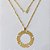 GARGANTILHA FOLHEADA A OURO - BANHADO COM 5 MILÉSIMOS + VERNIZ DIAMOND - CORRENTE 3X1 45CM E PINGENTE REDONDO PAZ 40MM - FECHO REDONDO - OURO418 - Imagem 1