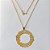 GARGANTILHA FOLHEADA A OURO - BANHADO COM 5 MILÉSIMOS + VERNIZ DIAMOND - CORRENTE 45CM E PINGENTE MANDALA FÉ E DEUS 42MM - FECHO REDONDO - OURO433 - Imagem 1