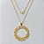 GARGANTILHA FOLHEADA A OURO - BANHADO COM 5 MILÉSIMOS + VERNIZ DIAMOND - CORRENTE 45CM E PINGENTE MANDALA ALEGRIA 42MM - FECHO REDONDO - OURO434 - Imagem 1