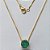 GARGANTILHA FOLHEADA A OURO - BANHADO COM 5 MILÉSIMOS + VERNIZ DIAMOND - CORRENTE VENEZIANA 45CM E PINGENTE EM ZIRCÔNIA REDONDA VERDE7MM - OURO689 - Imagem 1