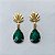 BRINCO FOLHEADO A OURO - BANHADO COM 5 MILÉSIMOS + VERNIZ DIAMOND - BRINCO DE PINO BASE COM CABOCHÃO VERDE MESCLADO 10X14MM - OURO771 - Imagem 1