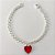 PULSEIRA FOLHEADA A PRATA COM 50 MILÉSIMOS + VERNIZ DIAMOND - CORRENTE ELOS DUPLOS E PINGENTE CORAÇÃO VERMELHO EM VIDRO - TAMANHO: 18CM E FECHO LAGOSTA - PRA722 - Imagem 1