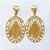 BRINCO FOLHEADO A OURO COM VERNIZ DIAMOND - BRINCO DE PINO BASE OVAL E PINGENTE VAZADO NOSSA SRA APARECIDA 49MM - OURO788 - Imagem 1