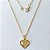 GARGANTILHA FOLHEADA A OURO 5 MILÉSIMOS + VERNIZ DIAMOND - CORRENTE CADEADO 45CM E PINGENTE CORAÇÃO VAZADO COM CORAÇÃO COM ZIRCÔNIAS 11MM - OURO824 - Imagem 1