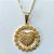 GARGANTILHA FOLHEADA A OURO 5 MILÉSIMOS + VERNIZ DIAMOND - CORRENTE CADEADO 45CM E PINGENTE REDONDO COM CORAÇÃO CRAVEJADO EM ZIRCÔNIAS 21MM - OURO826 - Imagem 2