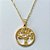 GARGANTILHA FOLHEADA A OURO 5 MILÉSIMOS + VERNIZ DIAMOND - CORRENTE CADEADO 45CM E PINGENTE REDONDO ÁRVORE DA VIDA COM ZIRCÔNIAS 19MM - OURO828 - Imagem 2