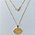 GARGANTILHA FOLHEADA A OURO 5 MILÉSIMOS + VERNIZ DIAMOND - CORRENTE CADEADO 45CM E PINGENTE OLHO GREGO COM ZIRCÔNIAS 21MM - OURO829 - Imagem 1