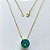 GARGANTILHA FOLHEADA A OURO 5 MILÉSIMOS + VERNIZ DIAMOND - CORRENTE CADEADO 45CM E PINGENTE COM ZIRCÔNIA REDONDA VERDE 12X12MM - OURO839 - Imagem 1