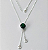 GARGANTILHA FOLHEADA A PRATA COM 50 MILÉSIMOS + VERNIZ DIAMOND CORRENTE VENEZIANA GRAVATINHA 45CM COM PINGENTE EM ZIRCÔNIAS GOTAS E PEDRA EM ZIRCÔNIA VERDE 12MM - PRA749 - Imagem 1