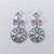 BRINCO EM RODHIUM - BRINCOS DE PINO LAÇO COM MANDALA COM MICRO ZIRCÔNIAS LILÁS 40MM -PRA777 - Imagem 1