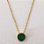 GARGANTILHA FOLHEADA A OURO - BANHADO COM 5 MILÉSIMOS + VERNIZ DIAMOND - CORRENTE CADEADO 45CM E PINGENTE EM ZIRCÔNIA REDONDA VERDE ESCURA 10MM - OURO1175 - Imagem 2