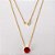 GARGANTILHA FOLHEADA A OURO - BANHADO COM 5 MILÉSIMOS + VERNIZ DIAMOND - CORRENTE CADEADO 45CM E PINGENTE EM ZIRCÔNIA REDONDA VERMELHA 10MM - OURO1178 - Imagem 1