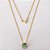GARGANTILHA FOLHEADA A OURO - BANHADO COM 5 MILÉSIMOS + VERNIZ DIAMOND - CORRENTE CADEADO 45CM E PINGENTE EM ZIRCÔNIA REDONDA VERDE CLARO 10MM - OURO1243 - Imagem 1